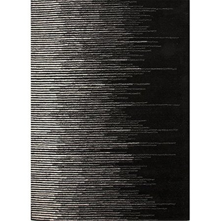 JAIPUR RUGS Modern Stripe Pattern - Wool Area Rug - Black and Gray RUG123056